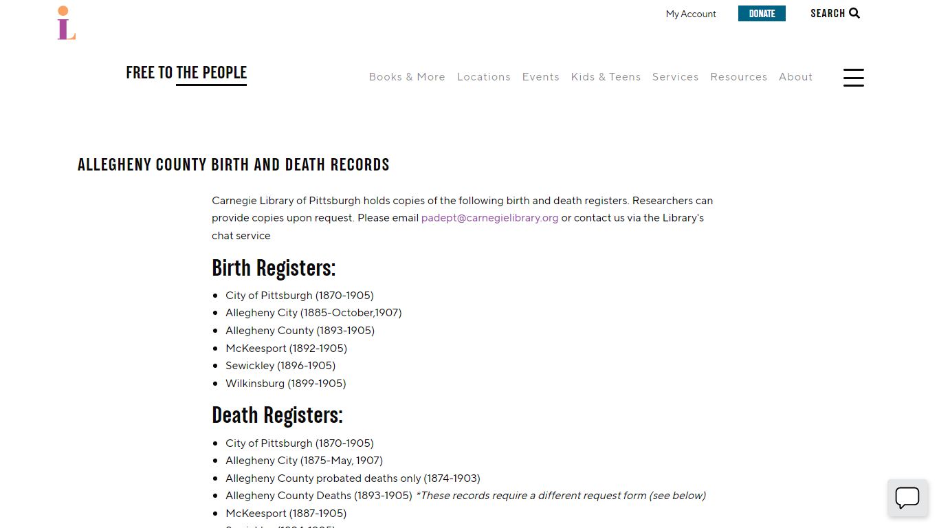 Allegheny County Birth and Death Records - Carnegie Library of Pittsburgh